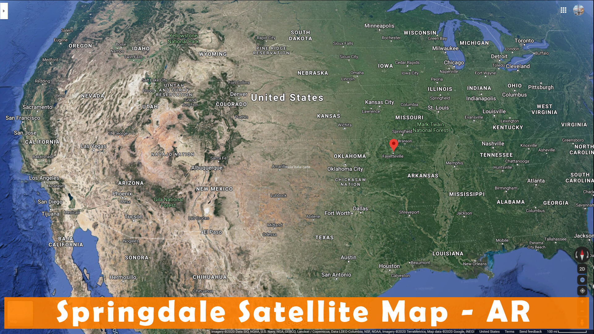 Springdale Satellite Map Arkansas